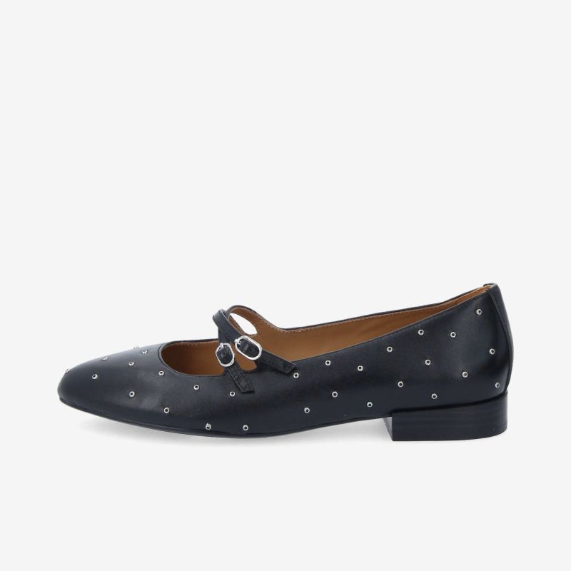 FLORA BALLERINA W - NAPPA/STUDS - NOIR/ARGENT